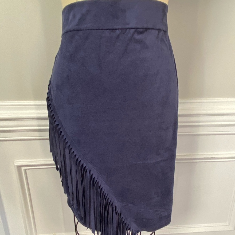 Faux Suede Fringe Skirt